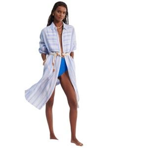 lemlem by liya kebede x H&M Linen Long Sleeve Striped Maxi shirt Dress US Large